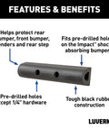 Heavy Duty 10 Inch Universal Rubber Bumper Guard Strip For Vans And Work Trucks Rear Fender Pad Bump Stop with holes for hardware