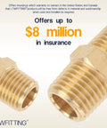 Brass Pipe Hex Nipple Fitting One Quarter Inch NPT Male Thread Close-up with $8 Million Insurance Offer