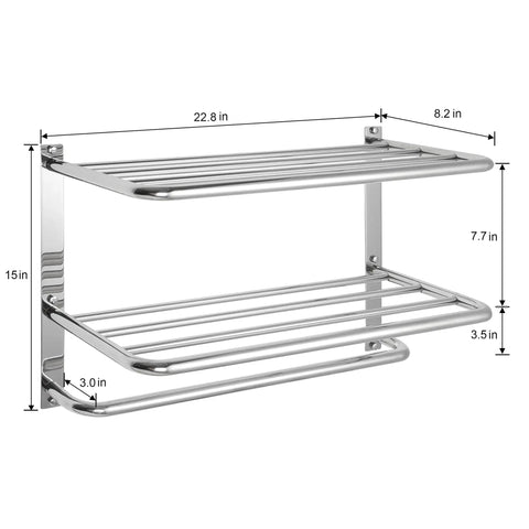 3 Tier Bathroom Towel Rack Wall Mount In Brushed Nickel SUS 304 Stainless Steel Tall Tower Holder For Towels 23 Inch
