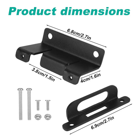 Vehicle Side Wire Harness Mounting Bracket Kit For 4 Pin Trailer Plug And 4-Way Flat Connector with dimensions and hardware