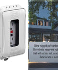 Heavy Duty 1-Gang Weatherproof In-Use Expandable Outlet Cover with Flat Nonmetallic Design in white with see-through window