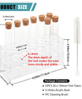 Twelve 30ml Glass Test Tubes With Cork Stopper, 20x150mm Storage Tubes With Cap, Twelve Hole Acrylic Rack, Brush Included