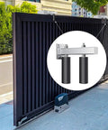 Six Inch Slide Gate Guide Roller with Adjustable UHMW Nylon Guider and Heavy Duty Steel Bracket Black Powder Coat installed on a gate