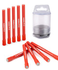 Goldblatt 10-pack 1/4in diamond drill bits with red-coated shanks for tile and masonry, plus clear plastic storage case
