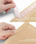 Close-up of sealing process on Solid 6x10 Inch Kraft Bubble Mailers 50 Pack Padded Self Seal Envelopes For Small Business Packaging