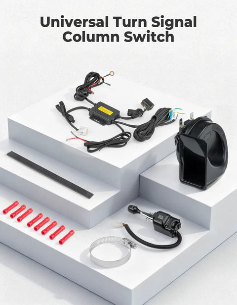 Universal UTV Turn Signal Column Switch With 110D Horn Ready to install plug and play pre-wired components displayed