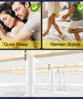 Total Game Changer Adjustable Metal Bed Legs In Crisp White Set Of Six supporting a stable bed frame for quiet sleep.
