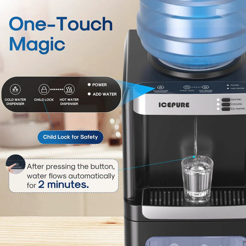 Water Cooler Dispenser With Built In Ice Maker And Bullet Ice Hot And Cold Water Quick Ice In Minutes Up To 33 Lbs Per Day Top Loading