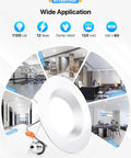 Six Pack 5 To 6 Inch LED Recessed Can Lights Retrofit Kit With 5000K Daylight, dimmable downlight shown in home settings