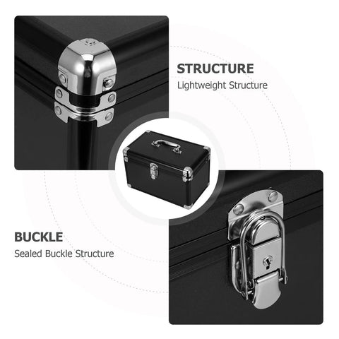 Portable Tool Organizer Box With Aluminum Frame And Dustproof Design, showing clasp and corner detail, for small devices and sensors.