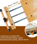 Heavy Duty Portable Woodworking Bench Vise Crafted From Premium Hardwood With Four Dead Simple Bench Dogs And Dual Lockdown Clamps for 20cm handle adjustment.