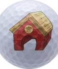 Dog Lover Golf Balls Set Of 12, Funny Dog Theme Golf Balls For Golfers And Pet Lovers featuring a red doghouse design with paw print.