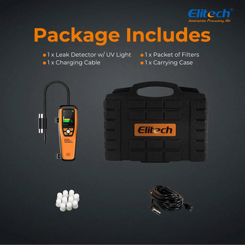 Infrared Refrigerant Leak Detector For HVAC And Automotive Use, Pro Grade Sniffer With Fast Freon Detection, Anti Interference Sensor, High Sensitivity Low Med High, Long Life Infrared Sensor ILD200 package with case, cable, filters, and detector