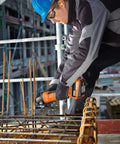 Professional Cordless Angle Grinder Runs Smooth And Hits Hard With Multi Volt Battery Interface Built Tough cutting rebar on site.