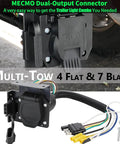 No Sweat Four Pin To Seven Pin RV Trailer Wiring Adapter With Dual Output Flat Harness and Brake Wire Circuit for Stress Free Towing Rig Setup.