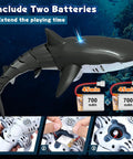 Remote Control Shark Pool Toy For Kids With Lights And Water Spray 2.4GHz, Dual Motors, Flexible Tail batteries shown