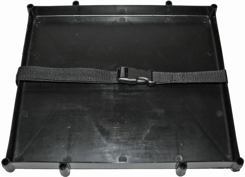 Dual Battery Holder Tray For Boats That Snugly Holds Two 27 Series Batteries In Tight Spaces With A Quick Release Buckle For Easy Install And Removal No Fuss USCG And ABYC Compliant Black