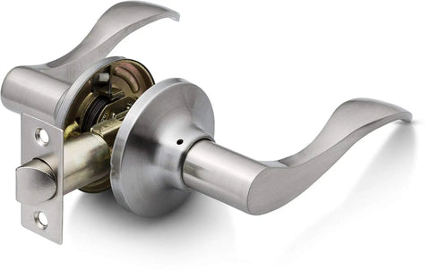 Passage Lever Door Handle Set for Hallways and Closets, Satin Nickel Finish, Non Locking, Reversible for Left or Right Handed Doors