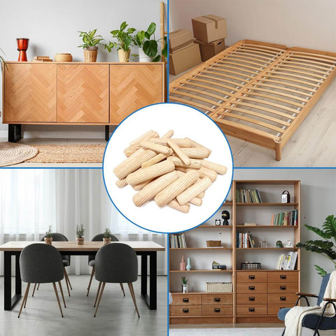 30 Pcs Wooden Dowels Assorted Set Fluted Grooved Dowel Pins In 6mm 8mm 10mm For Crafts Furniture Woodworking DIY Carpentry