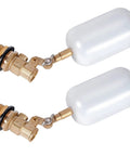 Solid Two Pack Of 3/4 Inch Brass Float Valve With Auto Fill Mechanism For Pool And Pond Water Level Control Featuring Heavy Duty Adjustable Arm And Badass Durability That Goes Hard Without Rusting, showcasing brass valve and float design.