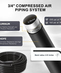 Three Quarters Inch Shop Air Line Kit With 200 Foot HDPE Aluminum Piping Rapid Air System for garage details