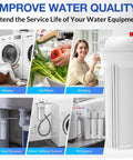 Universal 10 Inch Whole House Water Filter Housing with Heavy Duty Steel Bracket used for tap water and drinking applications.