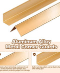 Top Shelf 30 Pieces Aluminum Corner Guards With Sleek Gold Finish Rock Solid Wall Edge Protectors For Doors Cabinets And Baseboards Smooth Molding Trim To Level Up Any Room Fast, showing gold metal corner guards with anti-slip pattern.