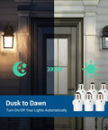 Side-by-side dusk and dawn effect using Automatic Dusk To Dawn Light Socket With Sensor, E26 E27 Lamp Socket, 6 Pack, outdoors