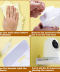 Step-by-step guide to installing 4 Pack Adhesive Wall Mounts For Security Cameras And Baby Monitors, Small White Shelf with IP Camera