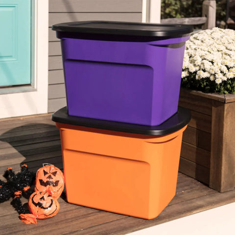 Built Tough 18 Gallon Stackable Storage Containers With Secure Snap Lids Heavy Duty Plastic Totes For Clutter Free Home Organization Keeps Your Entire House Running Smooth Comes As An Awesome 16 Pack Orange Sets