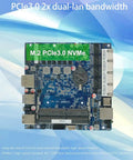 Motherboard featuring PCIe3.0 2x dual-lan, M.2 NVMe slot for Silent Running Fanless Mini PC Featuring The Rock Solid Intel J6412 Processor.