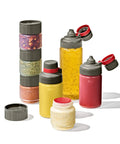 Outdoor 7 Piece Spice Shaker and Squeeze Bottle Set for Camping and Camp Kitchen Setup Leakproof Lids