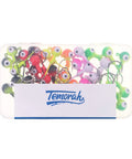Top Shelf Ball Head Jig Heads Set With Razor Sharp High Carbon Steel Hooks For Freshwater Saltwater Fishing 1 32oz To 1 2oz Assorted Two Tone 50 Piece Pack in clear box.