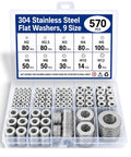 Pro Grade Stainless Steel Flat Washer Set In Durable Case, 570 Piece Metric Assortment, M2 Through M12 With Extra M4 M5 M6