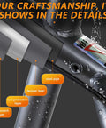 Detailed layers of heavy duty Hi-Ten steel frame on Fat Tire Cruiser Bike With 7 Speed Shimano, showing rust protection and lacquer.