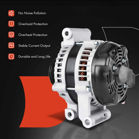 Front view of Beefy 130 Amp 12V Alternator For Chevy Cobalt 2005 2007 2.2L HHR 2006 2007 Pontiac Pursuit 5 Groove Pulley