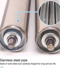 Close-up of 4 Stainless Steel Roller Wheels Set Heavy Duty Non Driven Load Rollers For Commercial Conveyors DIY Projects