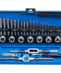 Mycence Premium Thread Cutting Taps And Die Set Kit With Heavy Wrenches For Auto Repair Build Projects, Strong Rotational Force, Metric Sizes, And Compact Storage Case Made For Serious Pros On Any Job Site in blue case