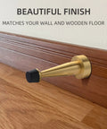 Solid Brass Door Stop With Rubber Bumper Tip, Heavy Duty Door Protector And Wall Guard In Brushed Gold Finish, Decorative Yet Sturdy