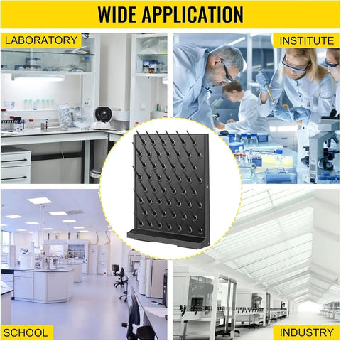 52 Rod Wall Mounted Laboratory Drying Rack With Drainage Outlet Design showing versatile use in laboratory, school, and industrial settings.