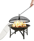 Outdoor Wood Burning Fire Pit For Backyard Camping Steel Fire Bowl With Spark Screen Cover and Log Grate.