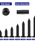 M4 x 12mm Black Self Tapping Screws 304 Stainless Steel Flat Head Hex Socket Cap Screws With Drive Bit Assortment