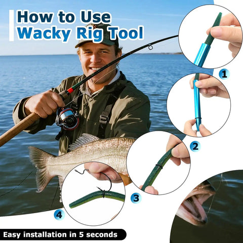 Pro Bass Fishing Wacky Rig Kit With 143 Piece Set Soft Plastic Worms In Four Colors usage guide with wacky rig tool