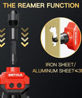 Wetols 3 In 1 Rivet Nut Gun Tool Kit With Reamer And Mandrels showing the reamer attachment for iron and aluminum sheets.