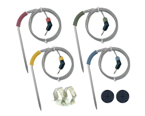 4-Pack Replacement Meat Temperature Probes For Weber Probes, iGrill And Weber Connect Smart Grilling Hub with color-coded sleeves