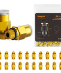 Front view of HANGLIFE PC4-M6 Bowden PTFE tube connectors; gold push-to-connect fittings, M6, 20-pack