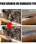 Before and after using Heavy Duty Metal Repair Glue Set Go To Iron Steel Aluminum Plastic Ceramic Wood Bonding Sticks Like A Boss And Stays Cold And Heat Resistant Casting Repair Quick Fix 2 Pack on damaged pipes.