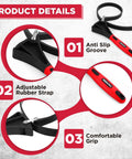 Product details of Heavy Duty Rubber Strap Adjustable Wrench Set, Includes 6 Inch And 4 Inch Wrenches, showing anti-slip groove, adjustable rubber strap, and comfortable grip.