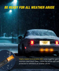14.2 Inch 9 LED Trailer Light Bar Amber Clearance Marker Rear Lights For Wide Trailers 80 Inches Or Wider With Wide Angle Beam Ultra Bright Light Heat Dissipating SMD LEDs Durable And Glare Free installed on a snow-covered car
