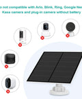 5W Outdoor USB Solar Panel For Security Cameras With Micro USB And USB-C, Rechargeable Battery, IP65 Waterproof, Black Mount
